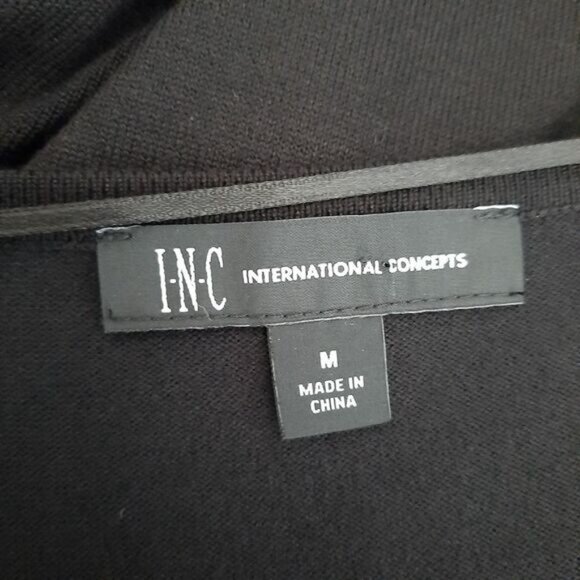 INC - NEW Mixed Media Snakeskin Tonal Waterfall Open Front Cardigan Black Sz M - Picture 11 of 13